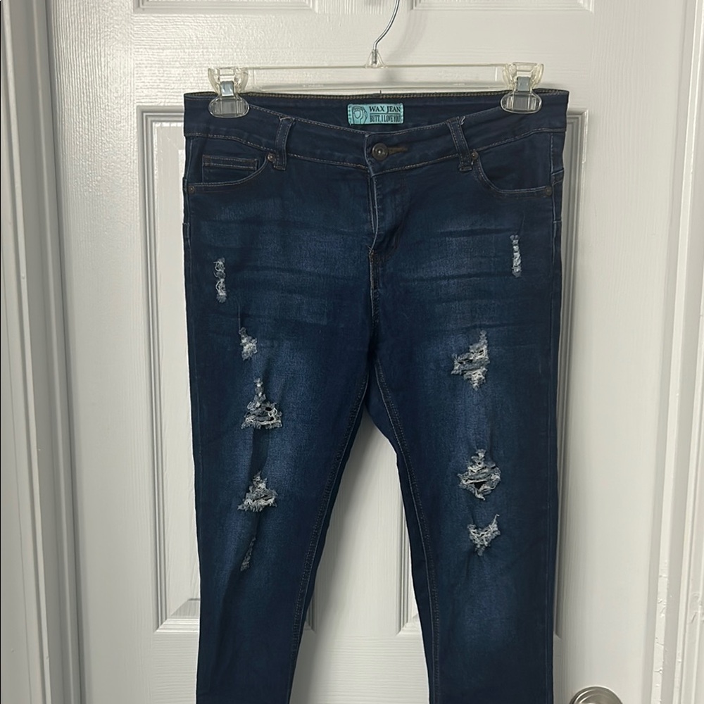 Wax Jean Blue Skinny Distressed Denim